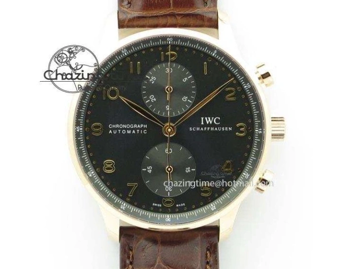 MIROTIME 0122 Sustainable Portuguese IW5444 SS White Dial RG Numbers On Brown Leather Strap A 7256